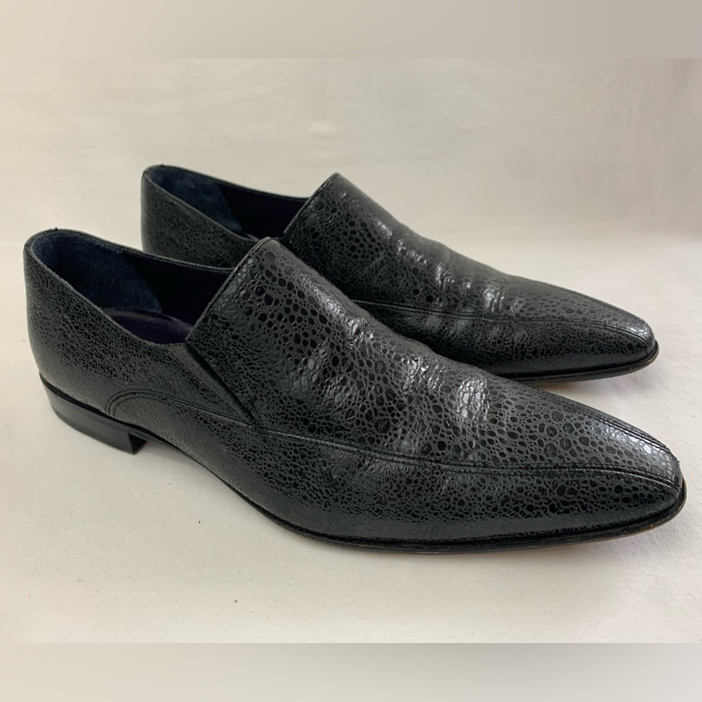 MEZLAN Black Embossed Leather Mens Size 9.5 M Slip-on Loafer Dress Shoes